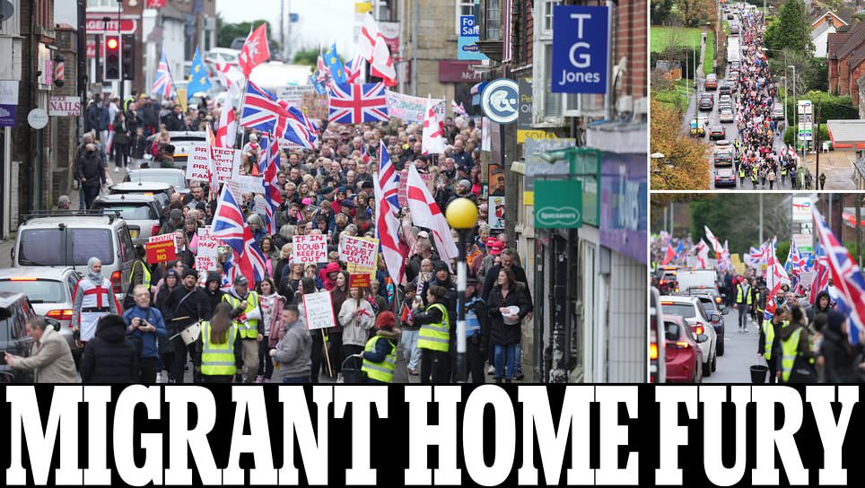 Cries of 'Starmer out' as thousands protest against plans to house 600 lone male asylum