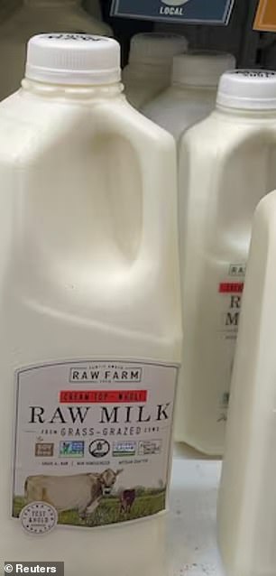 Pictured above are raw milk cartons