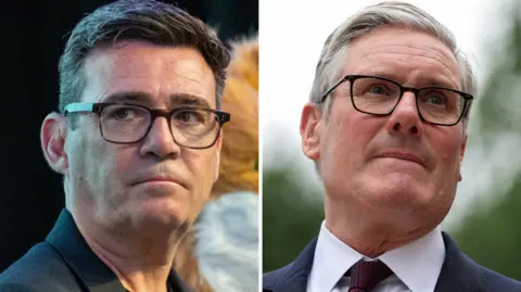 Getty / PA Media Andy Burnham and Sir Keir Starmer appearing together in a composite image - both are wearing glasses and have neutral expressions