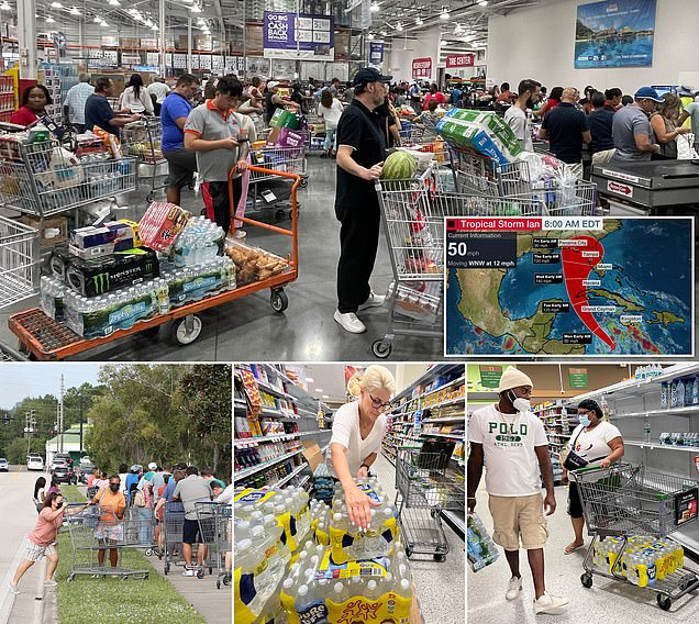 Panic buying sweeps Florida as market shelves are stripped bare ahead Hurricane Ian's