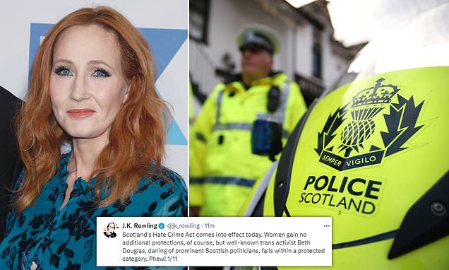 'Arrest me!': JK Rowling challenges Scotland's new hate crime laws sarcastically urging