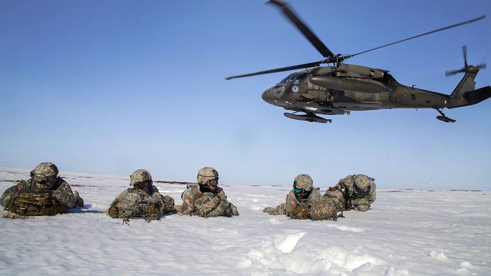 US paratroopers training near Deadhorse, Alaska, in 2014