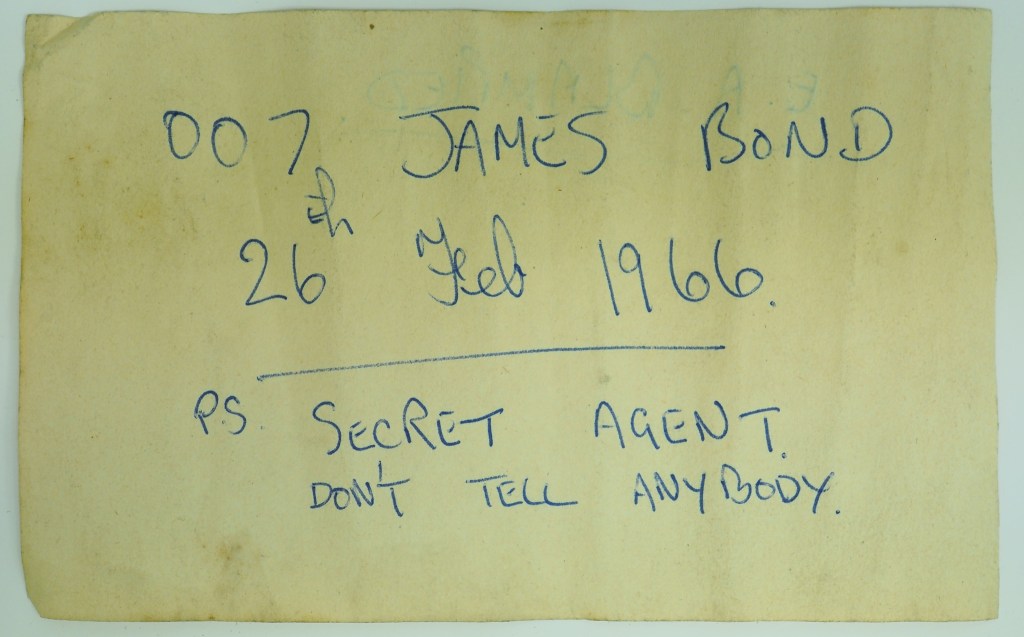 Mysterious James Bond note.