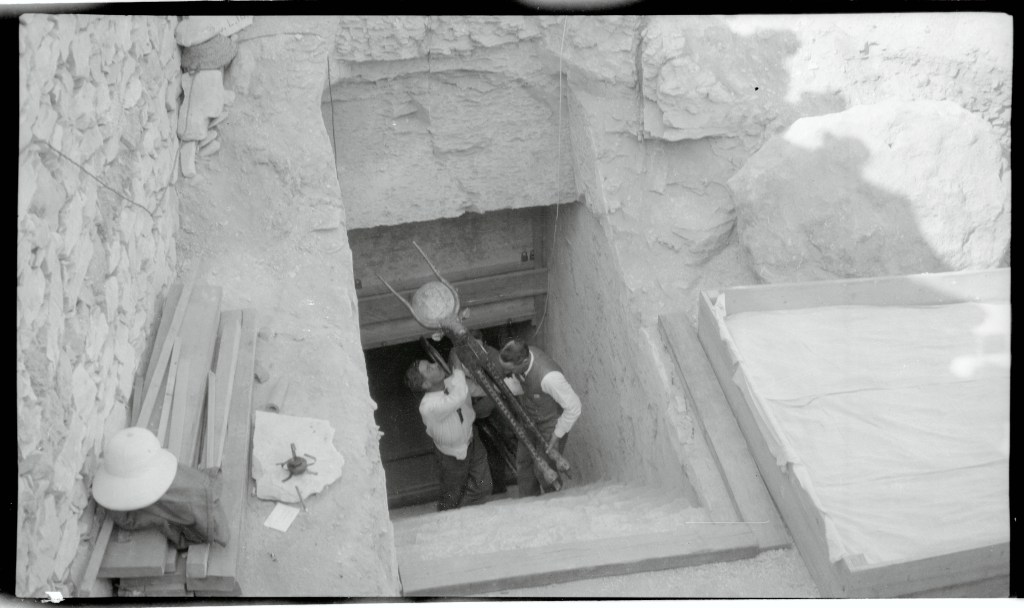 A sacred cow being removed from Tomb of Tutankhamun in 1922.