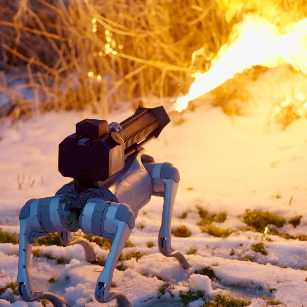 Throwflame say the Thermonator is the first-ever flame-throwing quadruped robot dog.