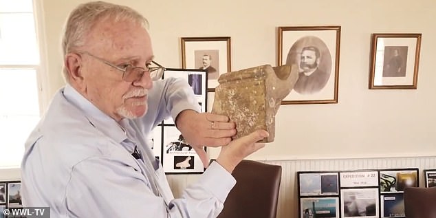 Retired architect George Gelé said he has found clues that 'hundreds of buildings' are buried beneath the waters off the coast of Louisiana