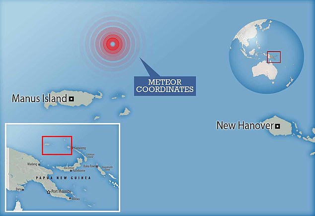 According to NASA, the meteor lit up skies near Manus Island, Papua New Guinea, on January 8, 2014, while traveling at more than 100,000 miles per hour