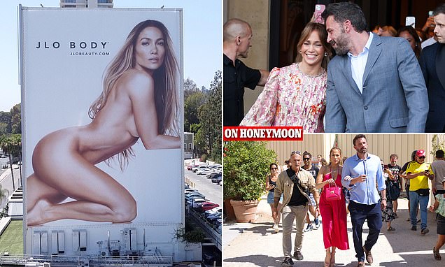 Attack of the 60ft JLo! Huge billboard of NUDE Jennifer Lopez goes up on Sunset amid JLo