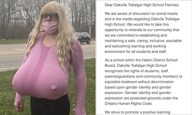 High school defends transgender teacher with large prosthetic breasts