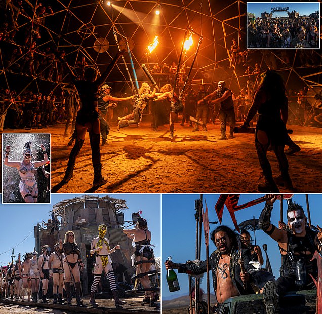 Hundreds of scantily-clad revelers channel Mad Max and party the night away on last day at