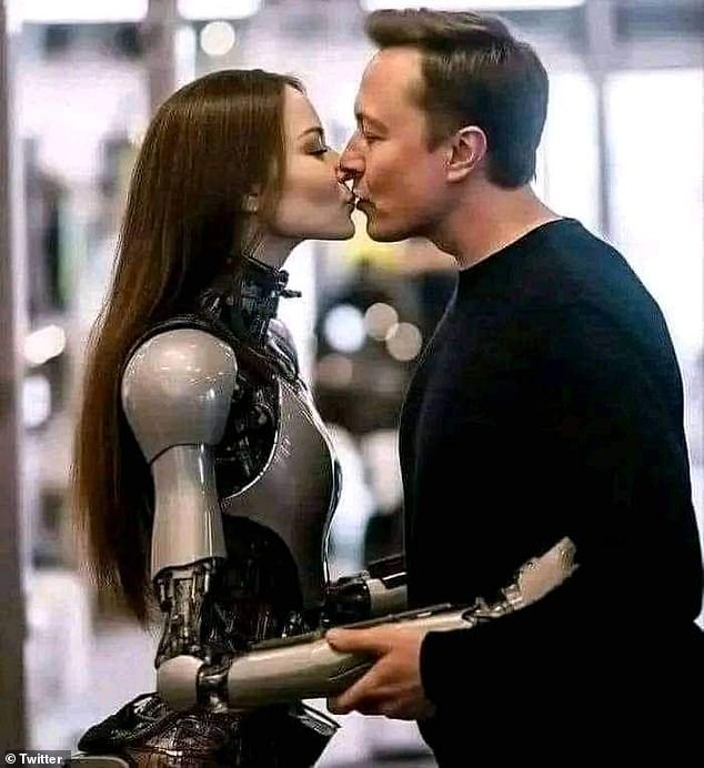 The pictures of Musk with several female humanoids have made their rounds on social media, but all is not as it seems