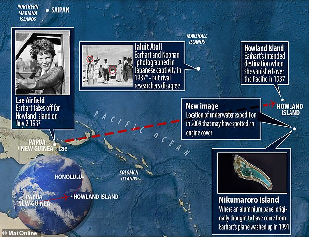 Clues to Earhart's disappearance: This map shows where certain evidence has been found in the quest to solve what happened to the famous aviator during her 1937 round-the-world flight