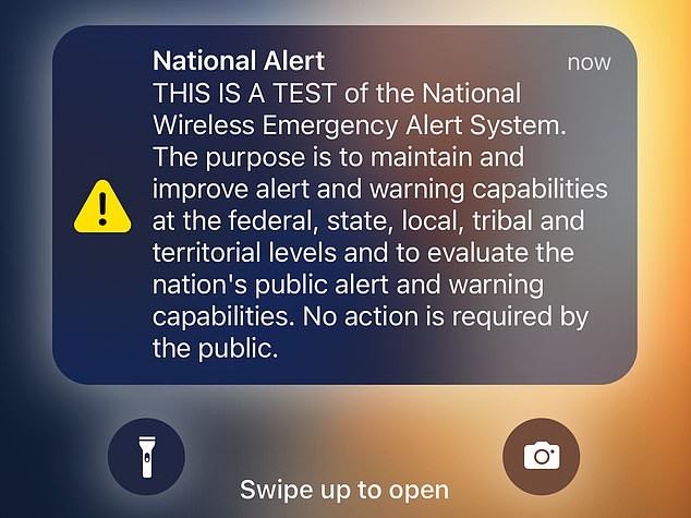 On Wednesday - every US smartphone, television and radio received an alert on Wednesday at 2:18pm ET as part of a nationwide test for an emergency alert system