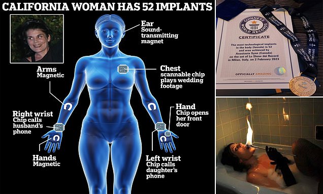 Meet the world's ultimate cyborg! California woman has 52 implants in her body that allow
