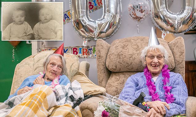 Identical twin sisters are reunited for the first time in years to celebrate their 100th