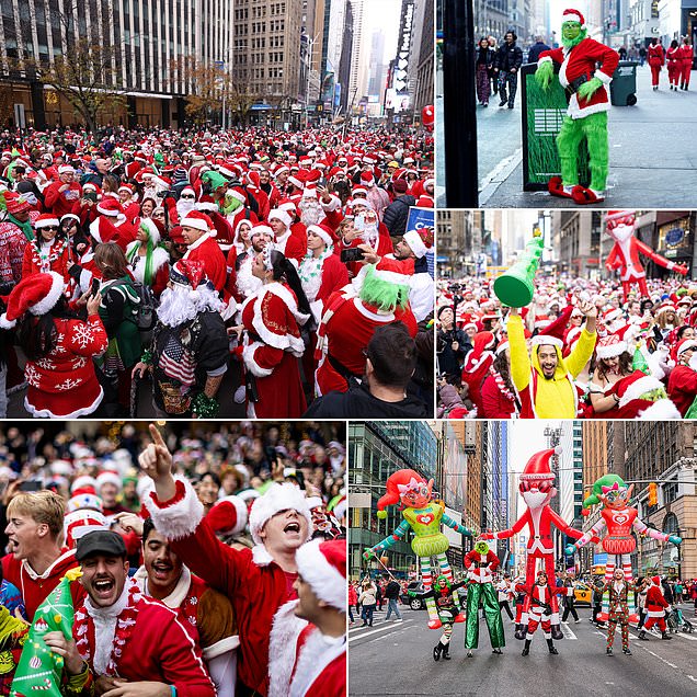 Thousands of Christmas fans dressed as St. Nick take to the streets of New York for