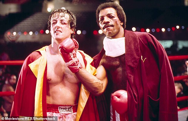 The screen star, who was most famous for playing Rocky Balboa's adversary-turned boxing mentor Apollo Creed in four Rocky films, passed 'peacefully in his sleep' on Thursday February 1, his family announced in a statement (pictured with Sylvester Stallone)