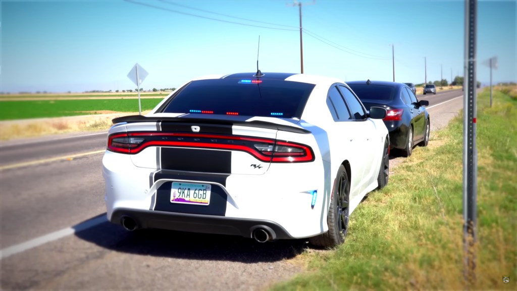 Sloup's Dodge Charger when it pulled over a speeding sedan.