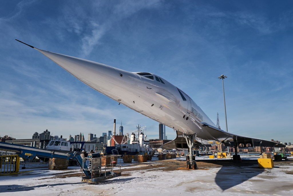 The Concorde supersonic airliner sits in GMD Shipyard at the Brooklyn Navy Yard after it's restoration project.
