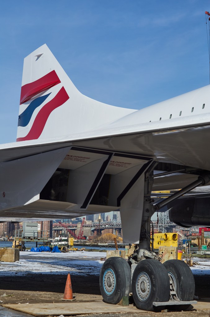 The newly restored tail section of the Concorde.