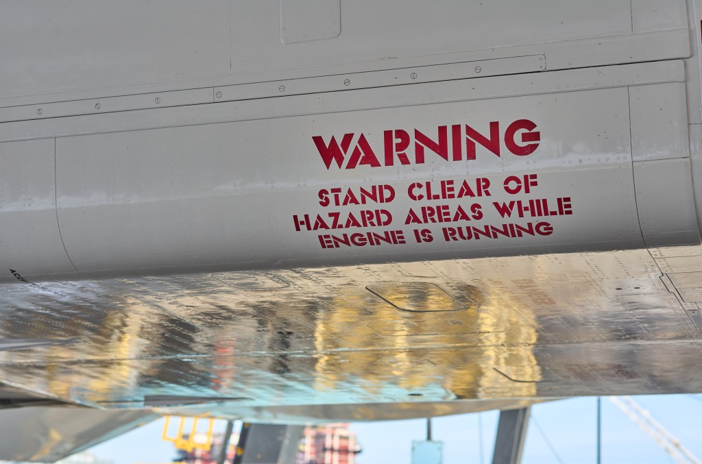 new warning labels on the underside of the concorde.