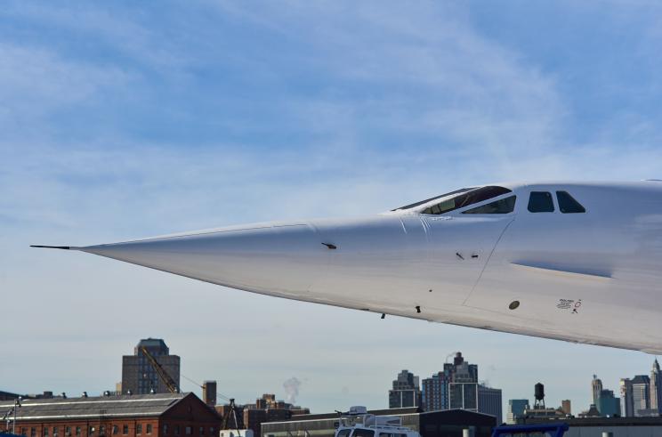 The supersonic airliner sits in the GMD Shipyard at the Brooklyn Navy Yard after it's restoration project.